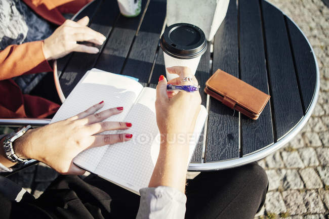 Бізнес-леді писати в щоденнику — стокове фото