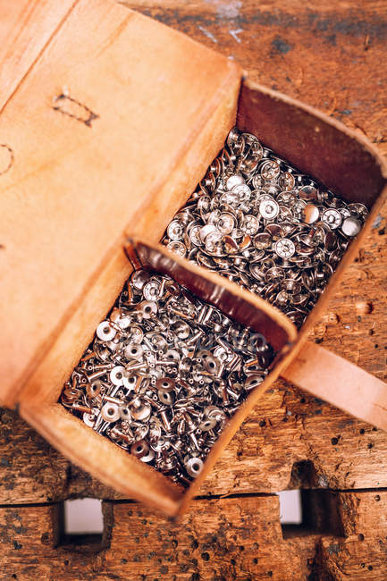Tool bag filled with screws — Stock Photo