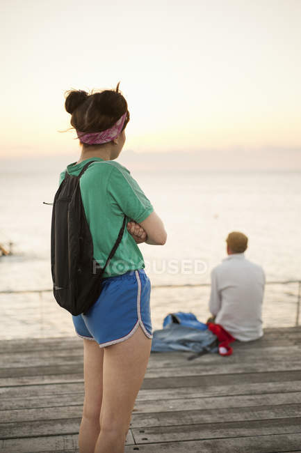Young woman with backpack — Stock Photo