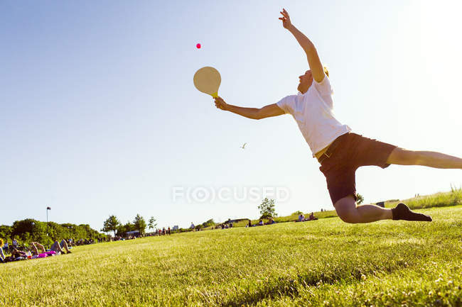 Young man in jump — Stock Photo