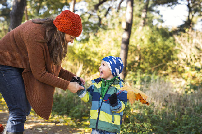 Mature mother with playful boy — Stock Photo