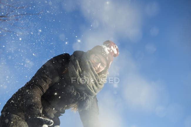 Woman playing with snow — Stock Photo
