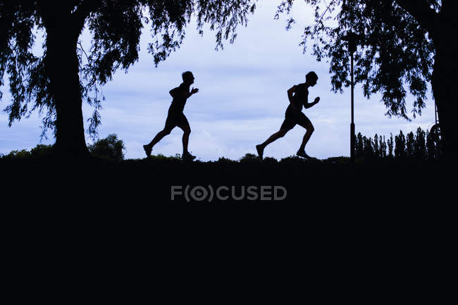 Atletas masculinos corriendo - foto de stock