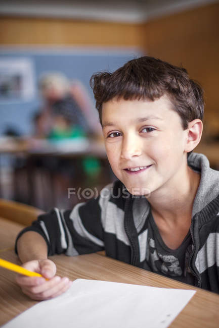 Portrait of happy schoolboy — Stock Photo