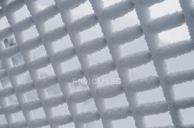 Snow on grating, close-up view — Stock Photo