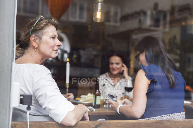 Жінки розмовляють під час обіду — стокове фото