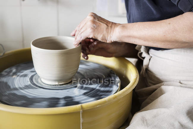 Potter working with  wheel — Stock Photo