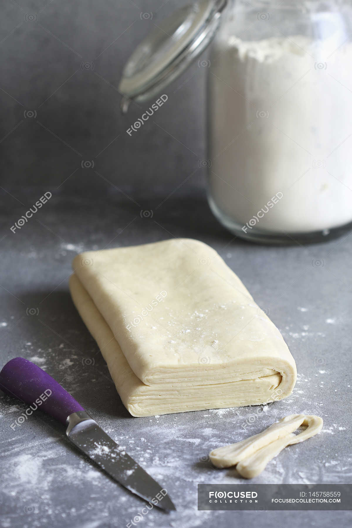 Homemade puff pastry dough — domestic