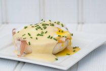 English ham poached eggs — Stock Photo