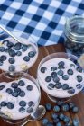 Свіжа чорниця з ванільним йогуртом — стокове фото