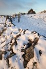 Schneebedeckter Sonnenaufgang Winterlandschaft — Stockfoto