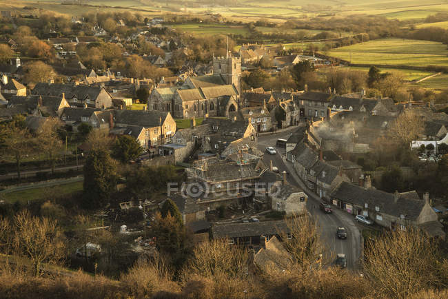 Paesaggio del villaggio di Corfe nel Dorset — Foto stock