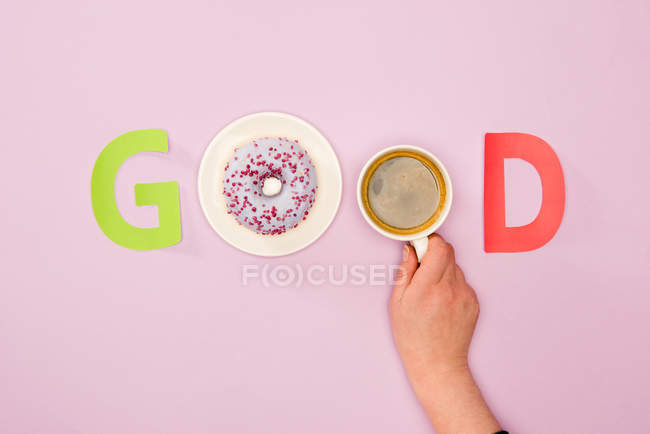 Gutes Wort aus Donuts — Stockfoto