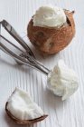 Ванильное мороженое в кокосе — стоковое фото