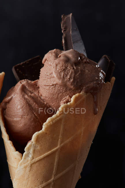 Sweet ice cream In waffle cone — Stock Photo