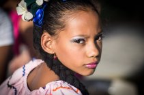 Portrait of girl in traditional costume — Stock Photo