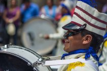 Marching band drummers — Stock Photo