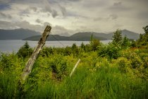 View of lake and mountain hills — Stock Photo