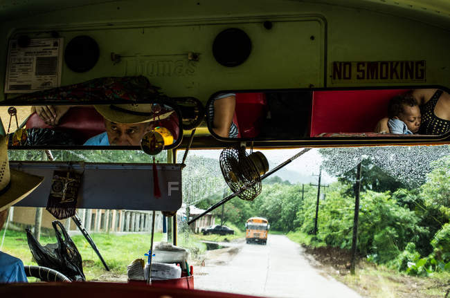 View through bus windshield — Stock Photo