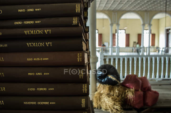 Stack of books on table — Stock Photo