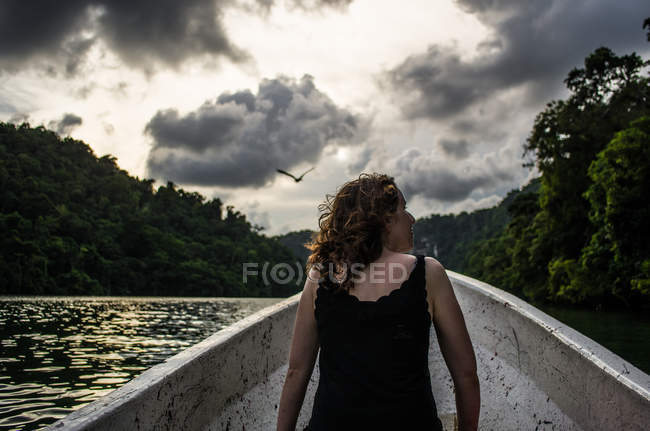 Tourist on a boat in Livingston — Stock Photo