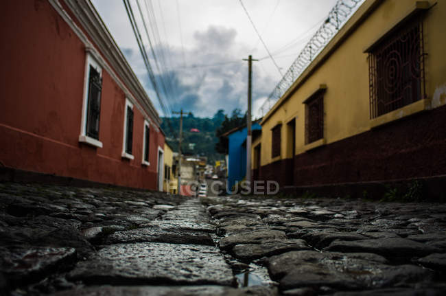 Rua Cobblestone em Quetzaltenango — Fotografia de Stock