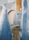 Синій фарбою стіни в Chefchaouen — стокове фото