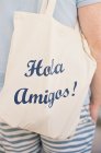 Eco bag with hola amigos inscription — Stock Photo
