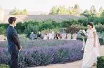 Наречений і наречений на церемонії одруження — стокове фото