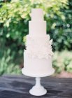 Pastel de boda decorado con hojas - foto de stock