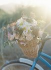 Велосипед прикрашений квітами — стокове фото
