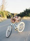 Bicicleta de pie en la carretera - foto de stock