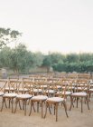 Rows of chairs set outside — Stock Photo