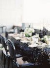 Wedding table with flowers — Stock Photo