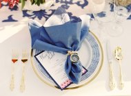 Decorated napkin on setting table — Stock Photo