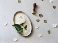 Flor cortada en marco de metal - foto de stock