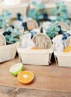 Gift baskets for wedding guests — Stock Photo