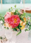 Fresh cut bouquet with peonies — Stock Photo