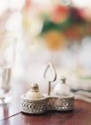 Vintage set of saltcellar and caster — Stock Photo