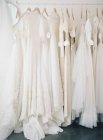 Wedding dresses hanging — Stock Photo