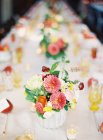 Setting table with colorful tableware — Stock Photo
