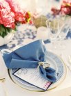 Decorated napkin on setting table — Stock Photo