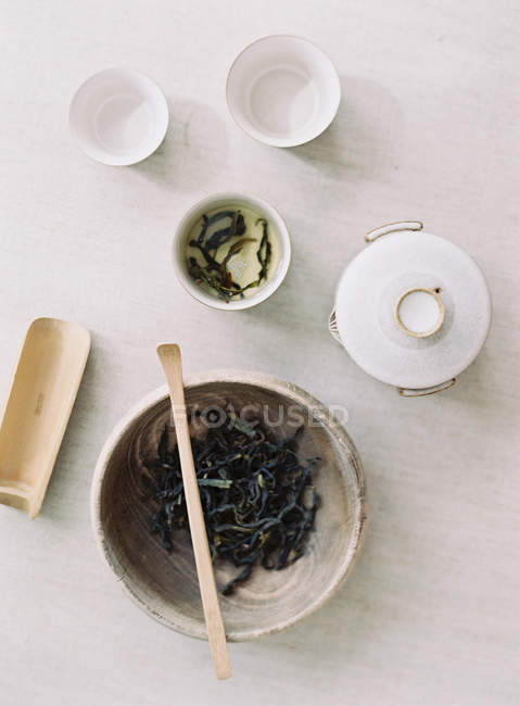 Cérémonie du thé réglage — Photo de stock