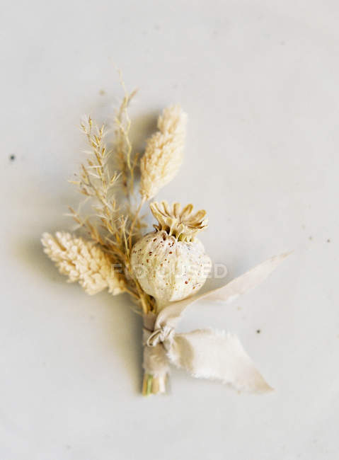 Wedding boutonniere with field flowers — Stock Photo