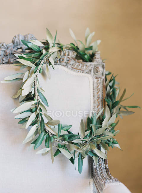 Corona con hojas de olivo - foto de stock