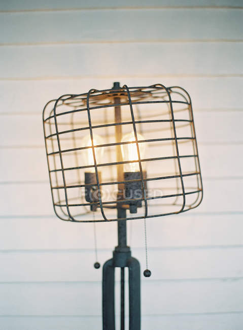 Contemporary lattice black lamp — Stock Photo