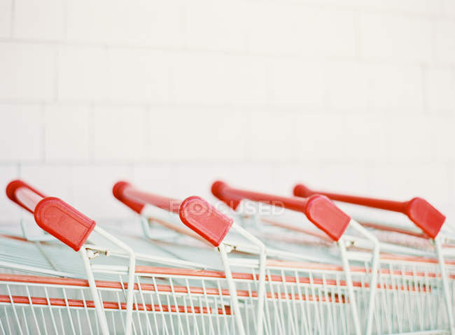 Shopping carts in supermarket — Stock Photo