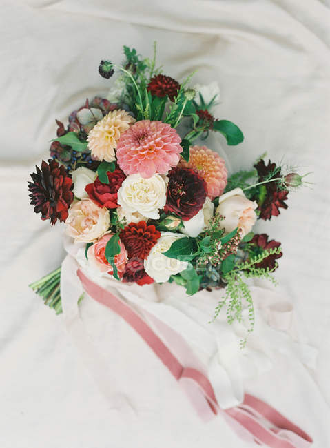 Fresh cut bouquet with chrysanthemums — Stock Photo