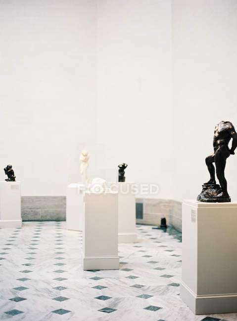 Ausstellungsraum mit Statuen — Stockfoto