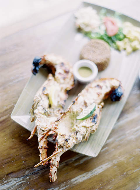 Halved roasted lobster — Stock Photo